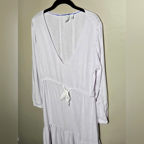 Joie Linen Blend Boho Beachcore Tiered Elevated Basic Midi Dress, Large - Picture 2 of 4